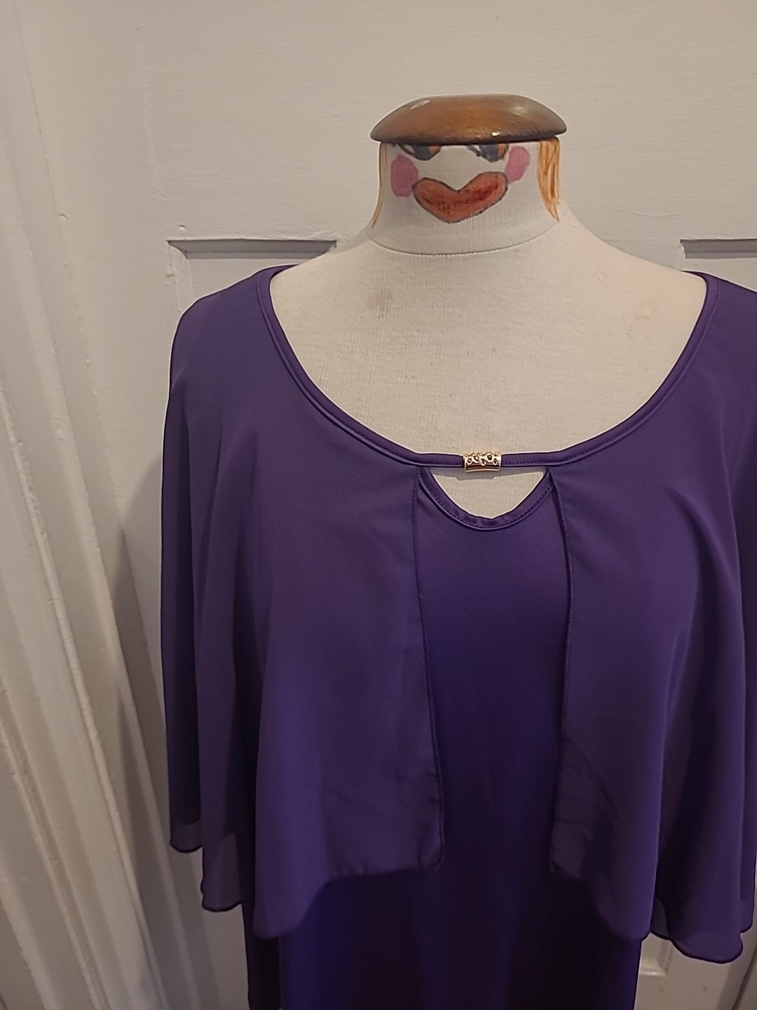 Ladies Size 4XL Plus Purple Flowy Sleeved Blouse