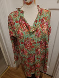 Ladies Size S/M Green And Pink Floral Long Sleeved Dress