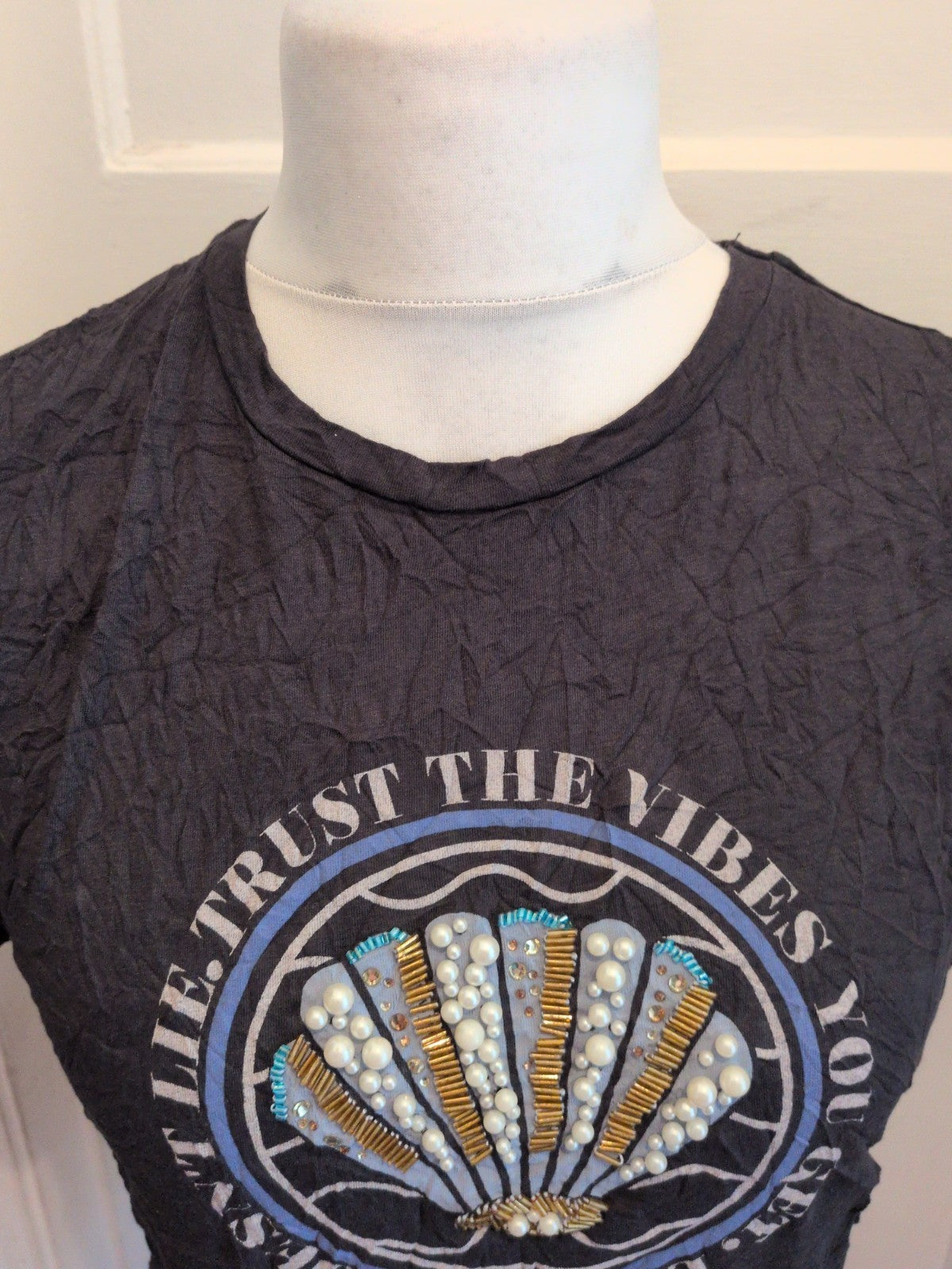 Stradivarius Medium Black Print T-shirt Short Sleeve