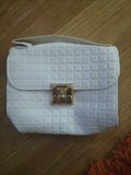 Brand New Ladies Small Square White Checkered Faux Leather Bag