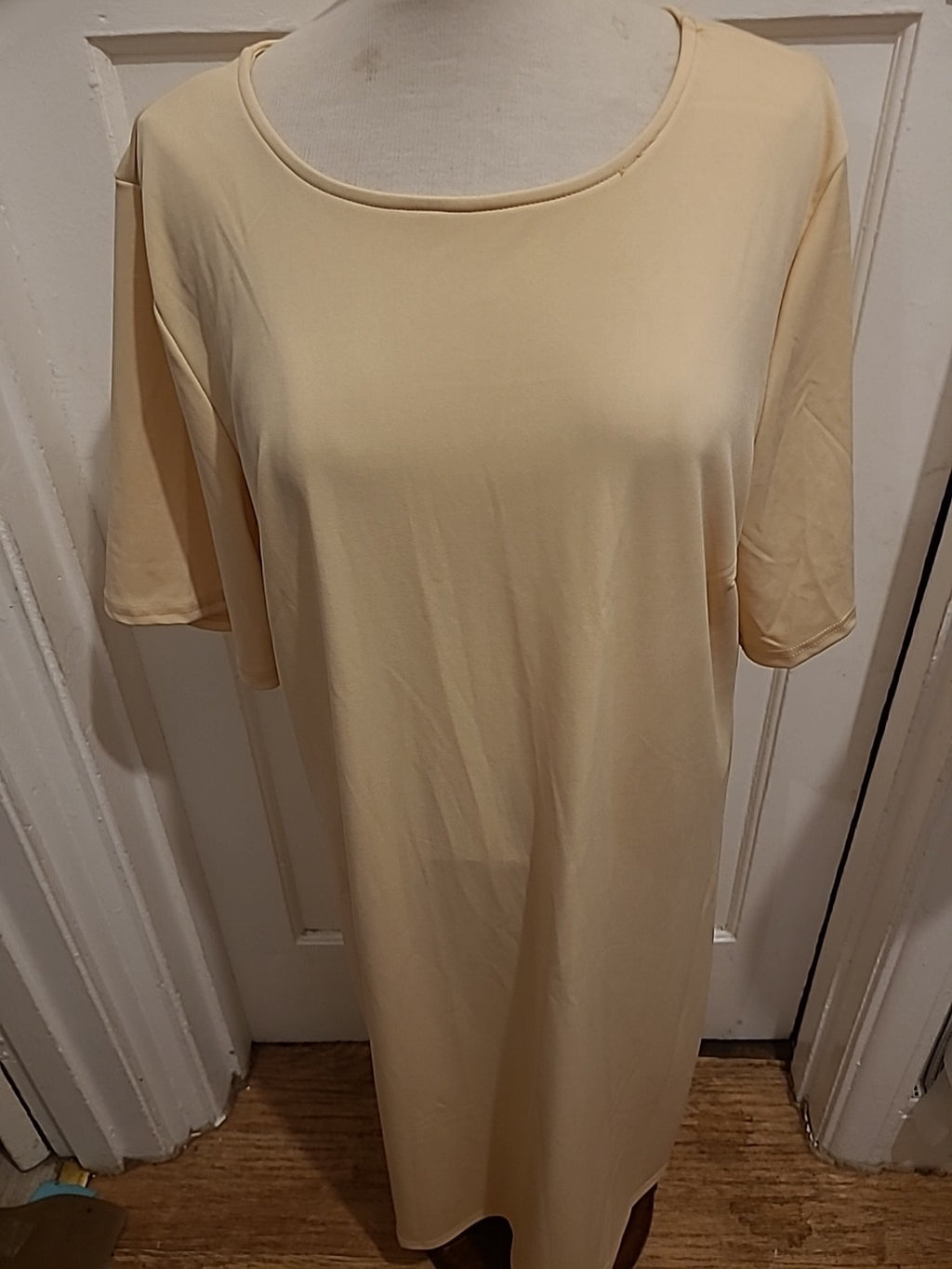 Ladies Size XL Beige Short Sleeved A Line Dress