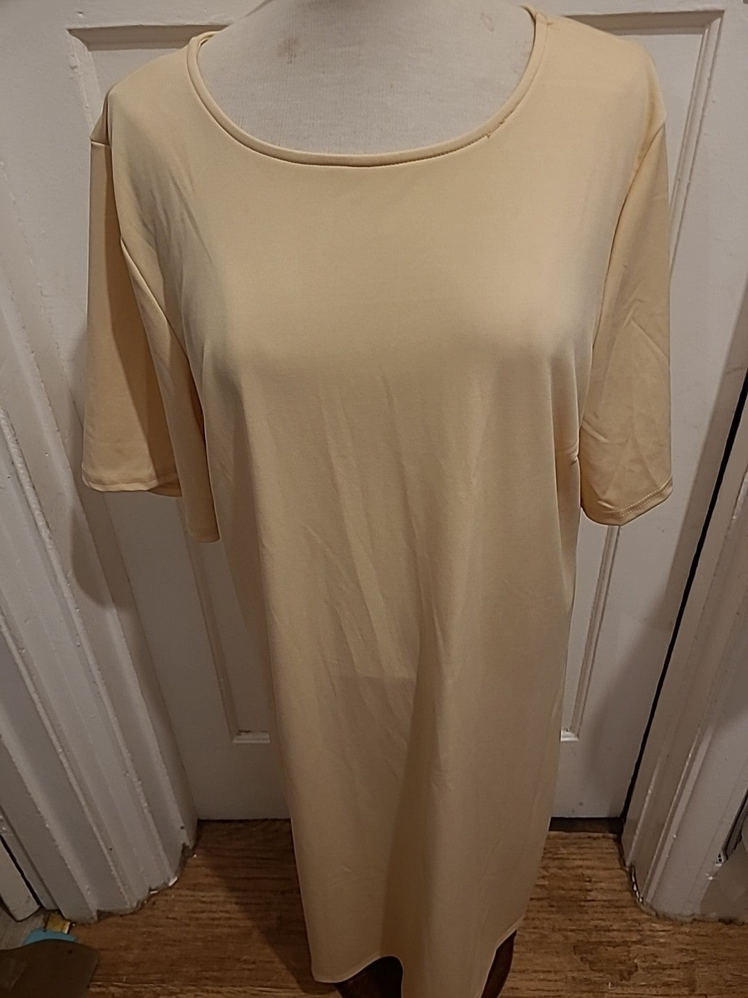 Ladies Size XL Beige Short Sleeved A Line Dress