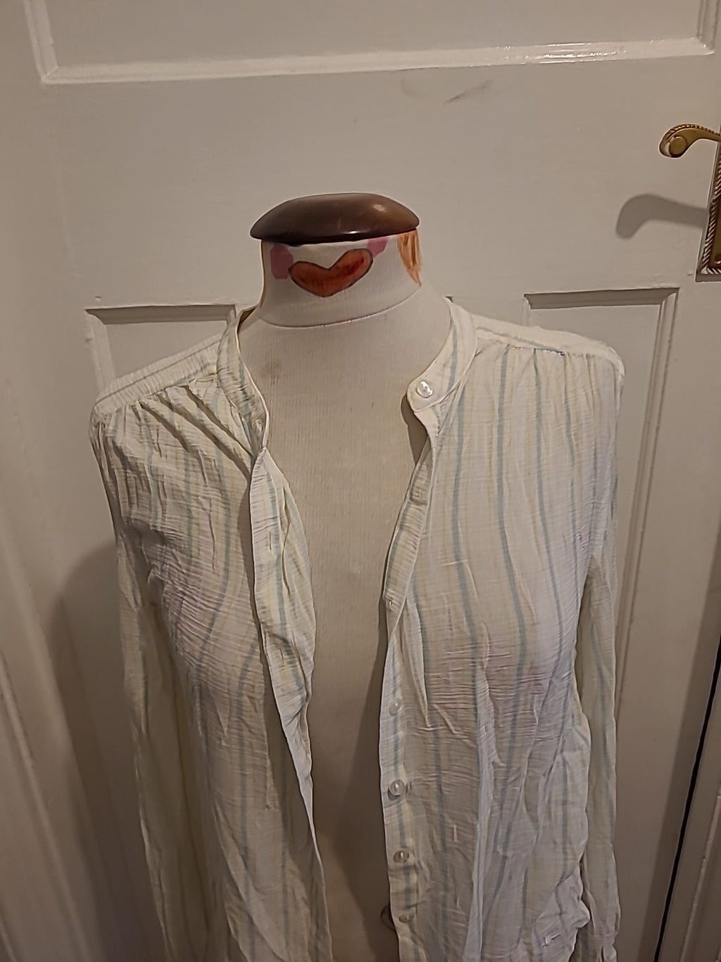 Ladies Jack Wills Size 8 Yellow/Blue/White Buttoned Blouse