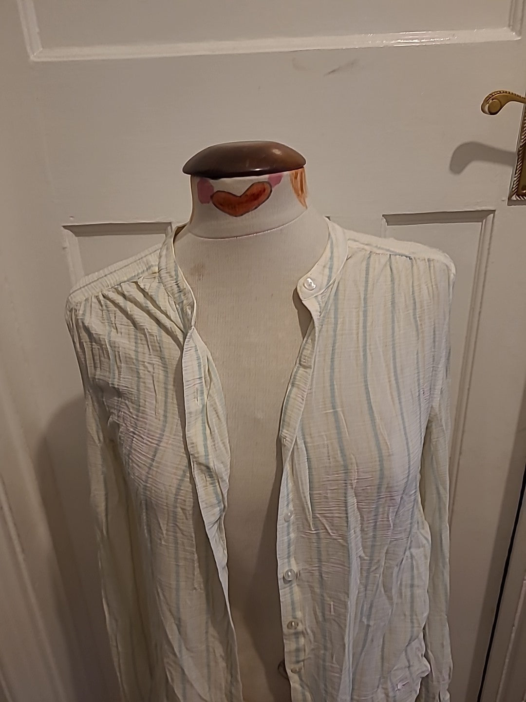 Ladies Jack Wills Size 8 Yellow/Blue/White Buttoned Blouse