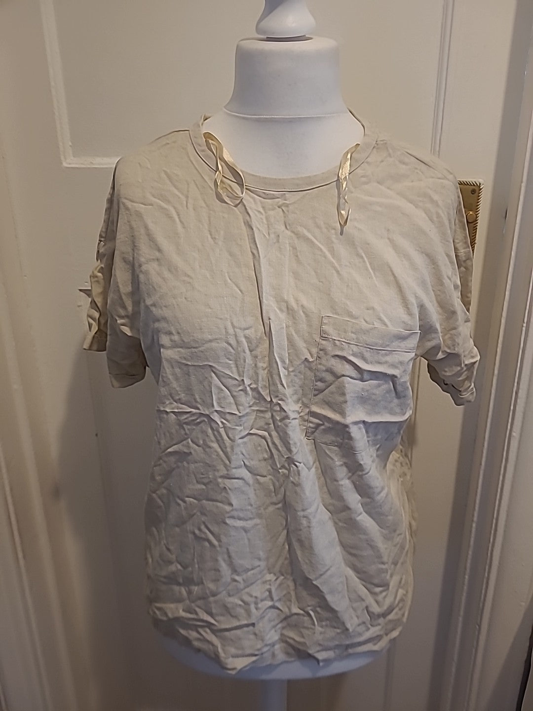 Ladies Primark Size 10 Stone Short Sleeved Blouse