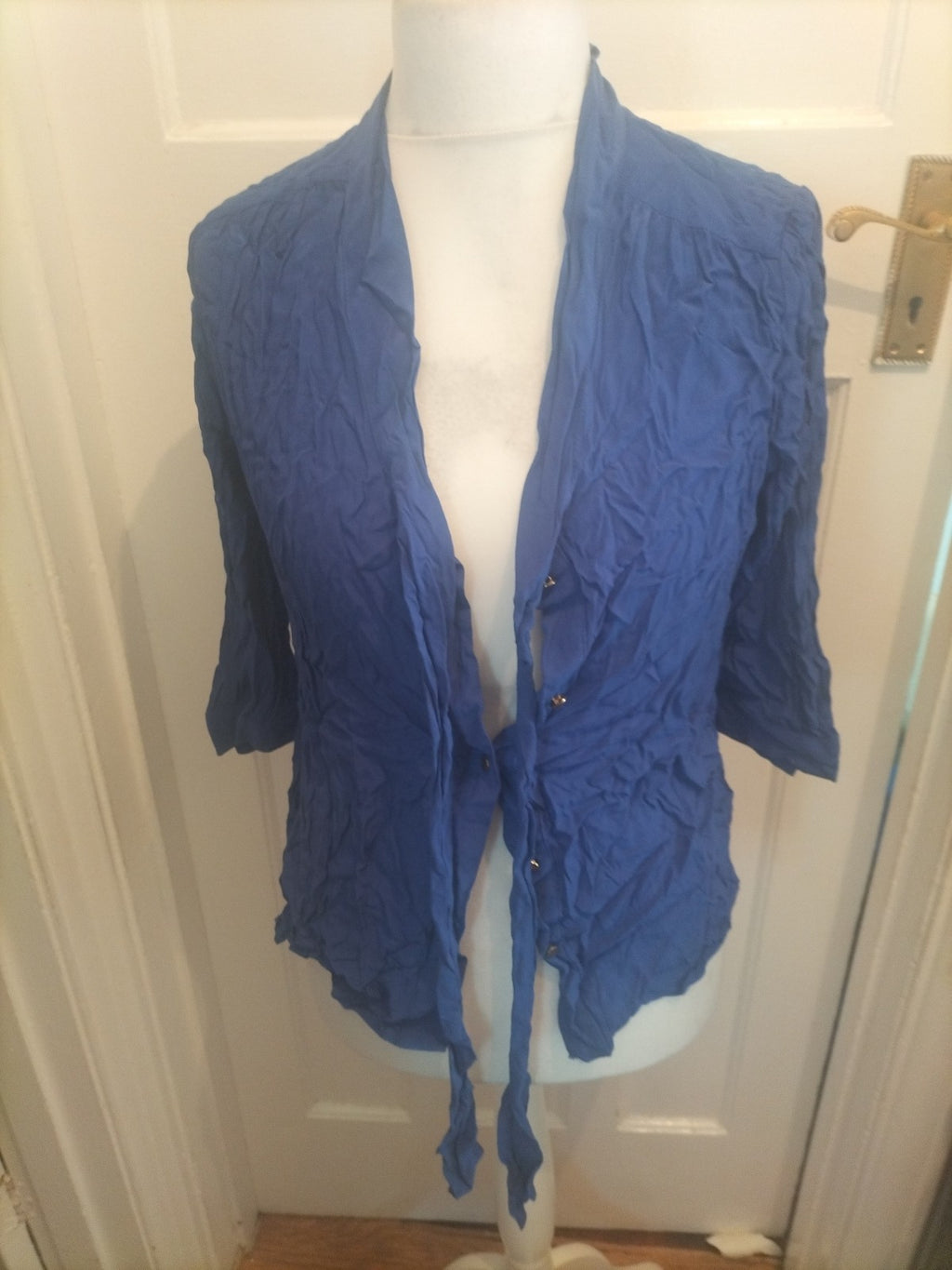 Ladies Laura Ashley Size 14 Blue Blouse Buttoned