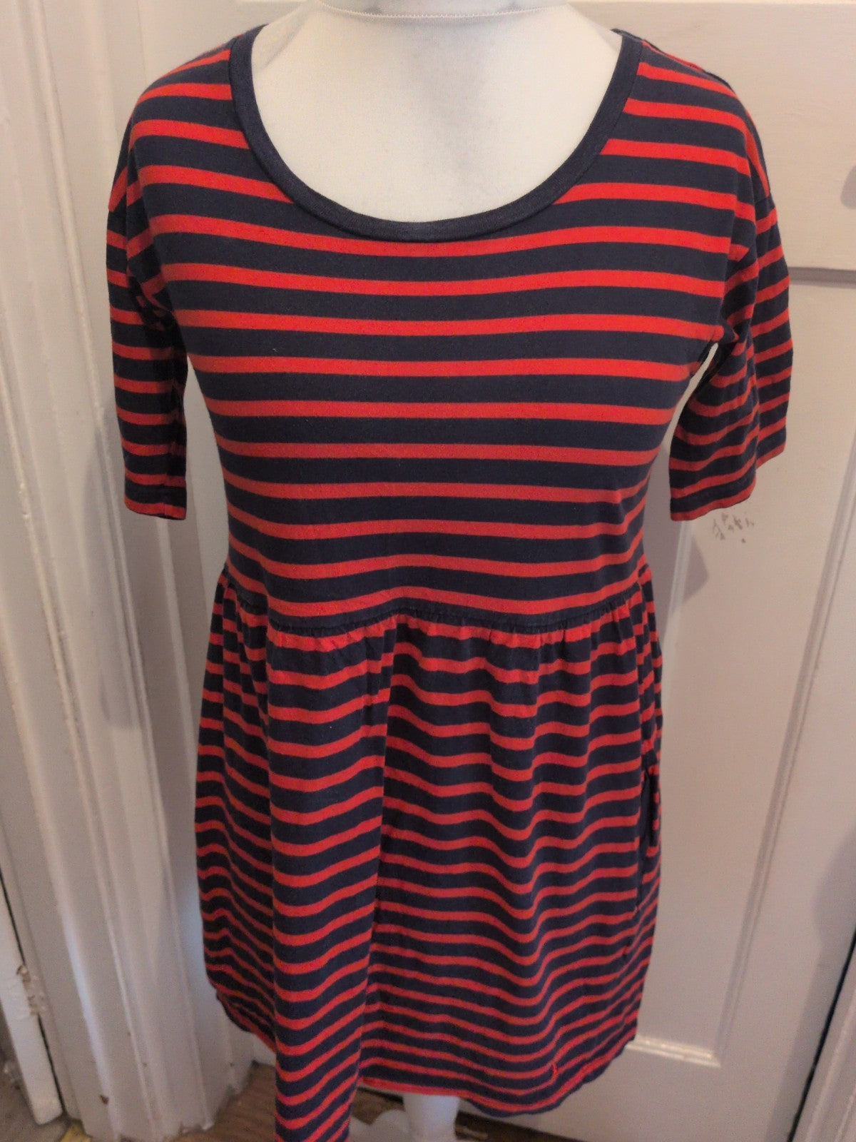 Jack Wills 10 Red Stripe Short Sleeve Dress