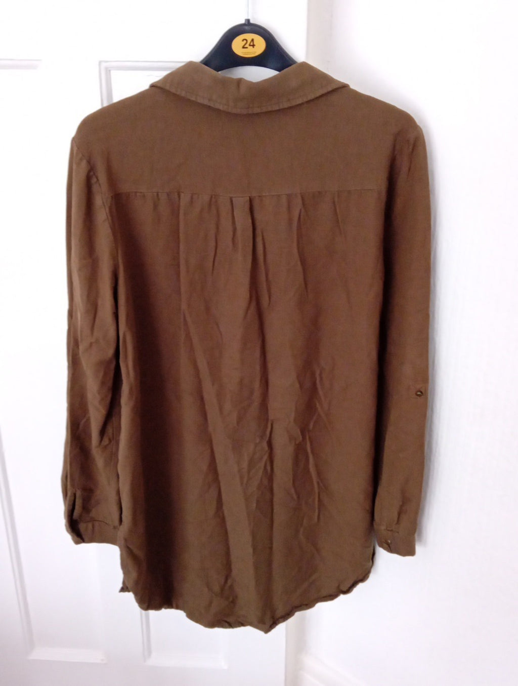 Ladies Blouse Size 12 George Khaki With Floral Detail Long Sleeved