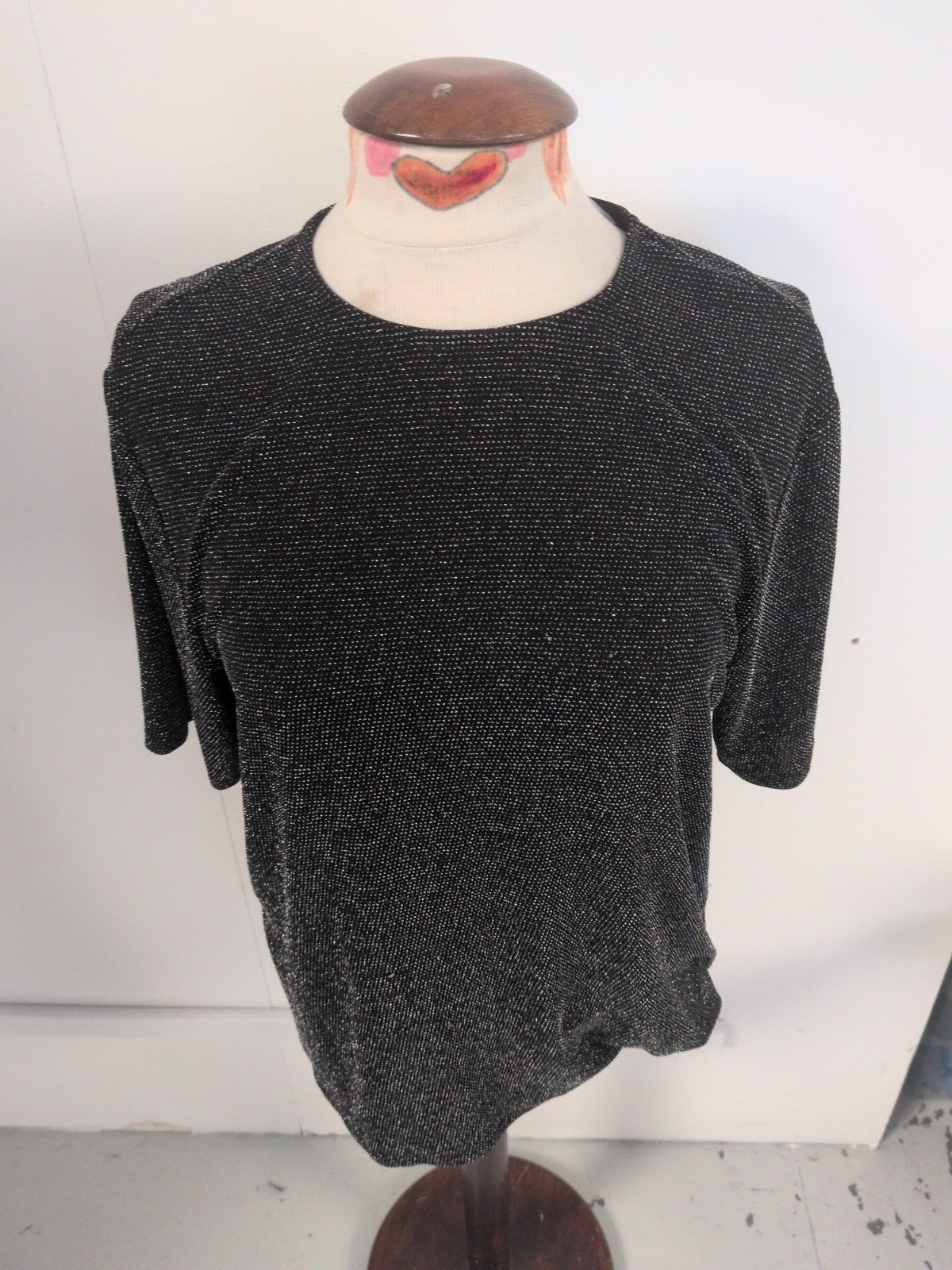 H&M Small/Medium Black And Silver Short Sleeve Blouse T-shirt