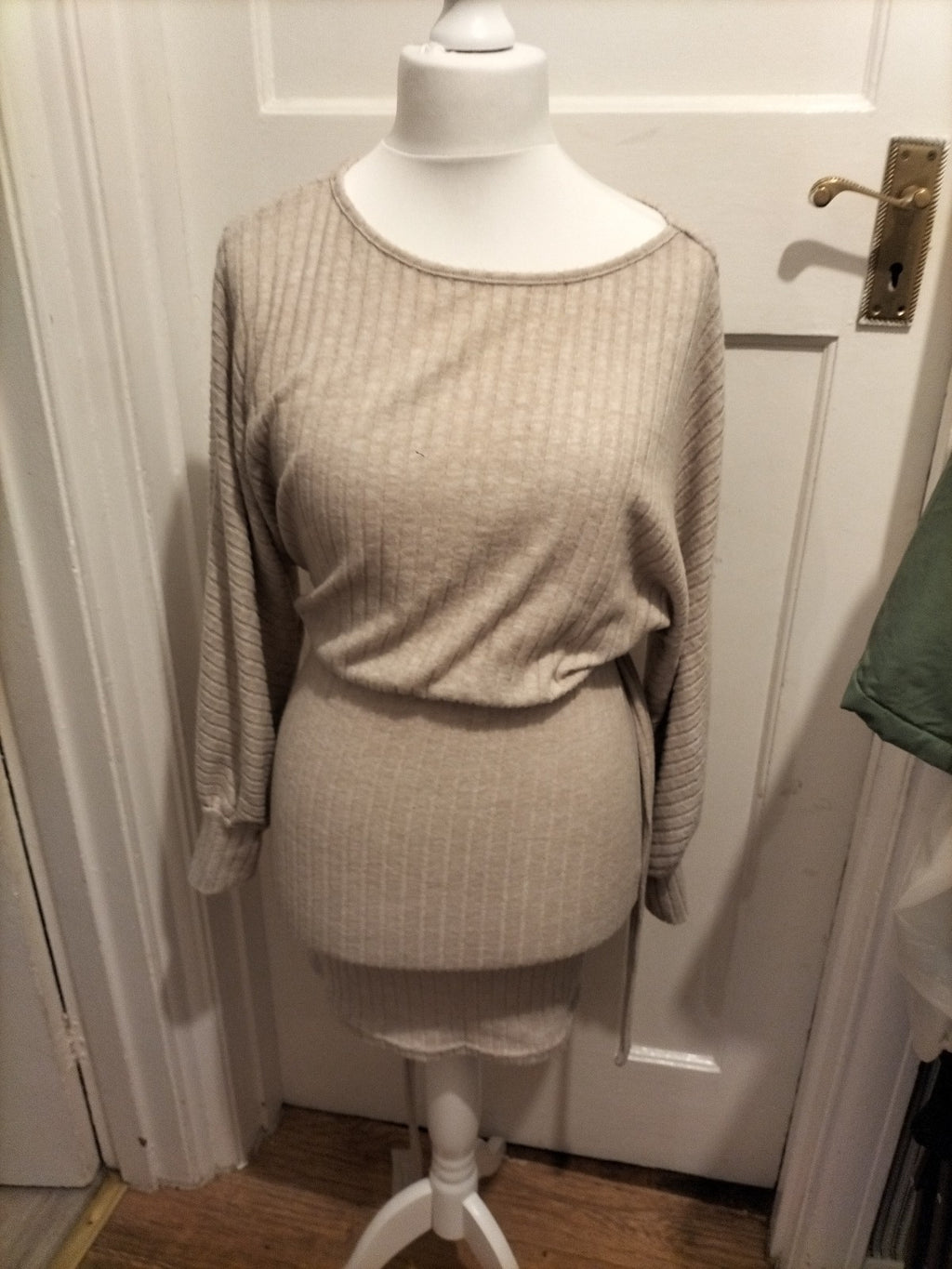 Ladies Shein Size Small Pale Beige Long Sleeved Jumper Style Dress