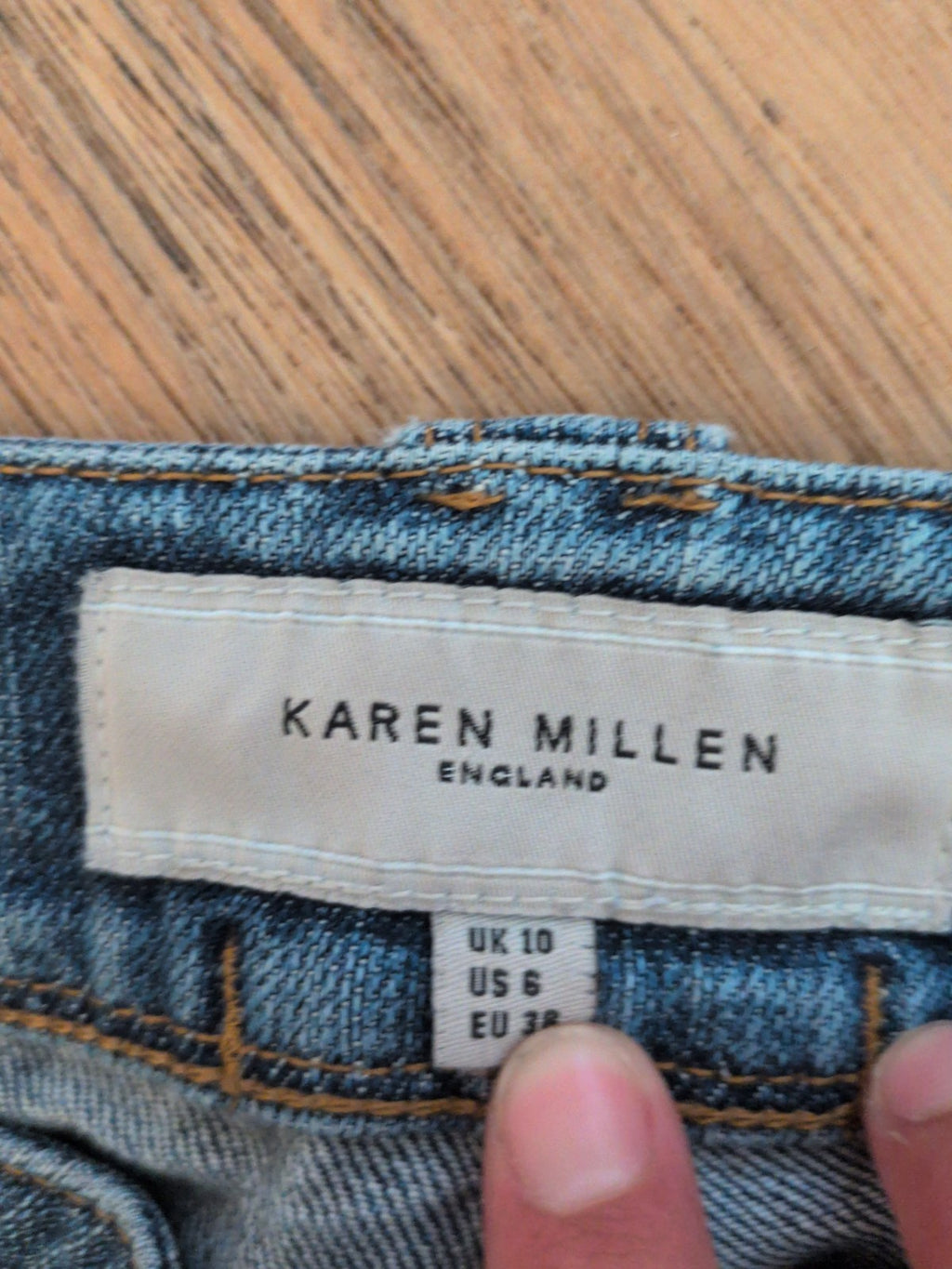 Ladies Karen Millen Size 10 Blue Cropped Denim Jeans