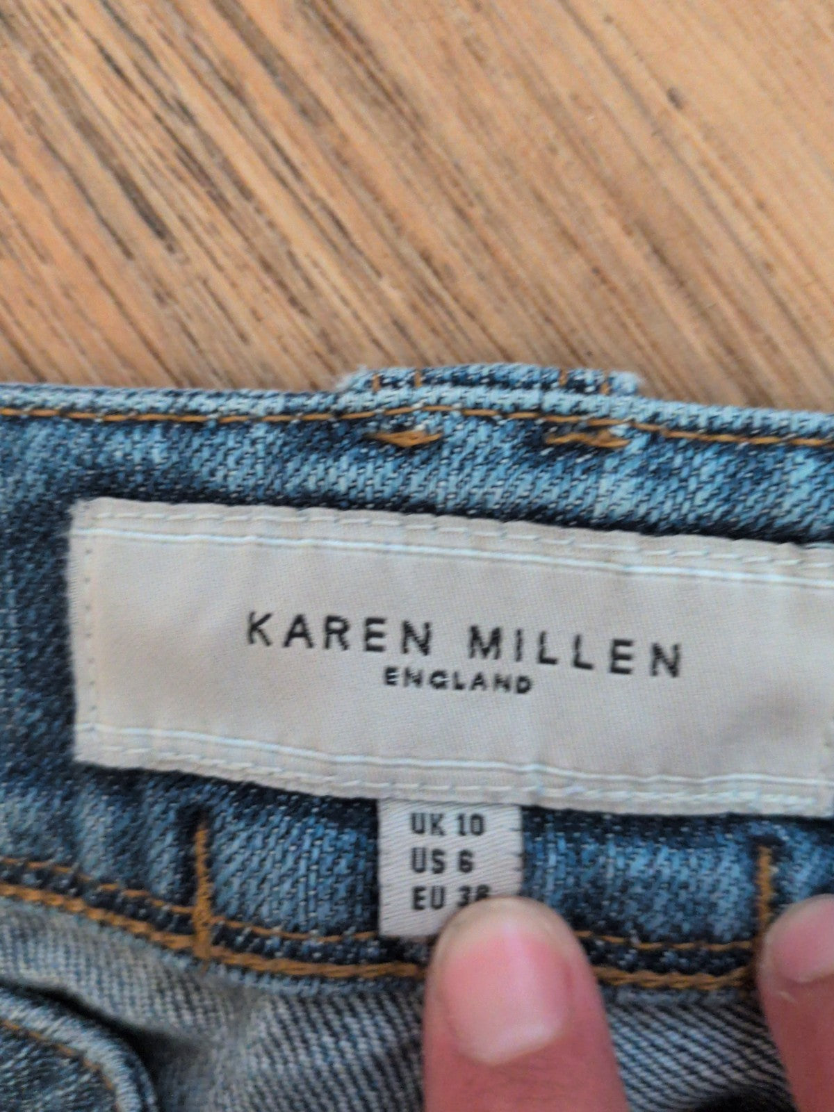 Ladies Karen Millen Size 10 Blue Cropped Denim Jeans