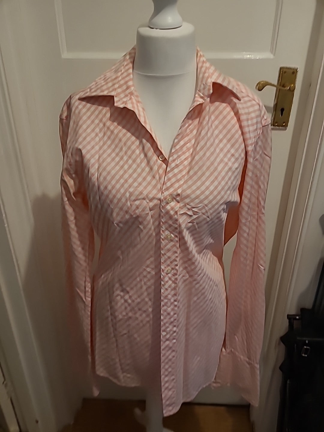 Mens Trotters & Deane Size 15.5 Regular (39cm) Pink And White Long Sleeve Shirt