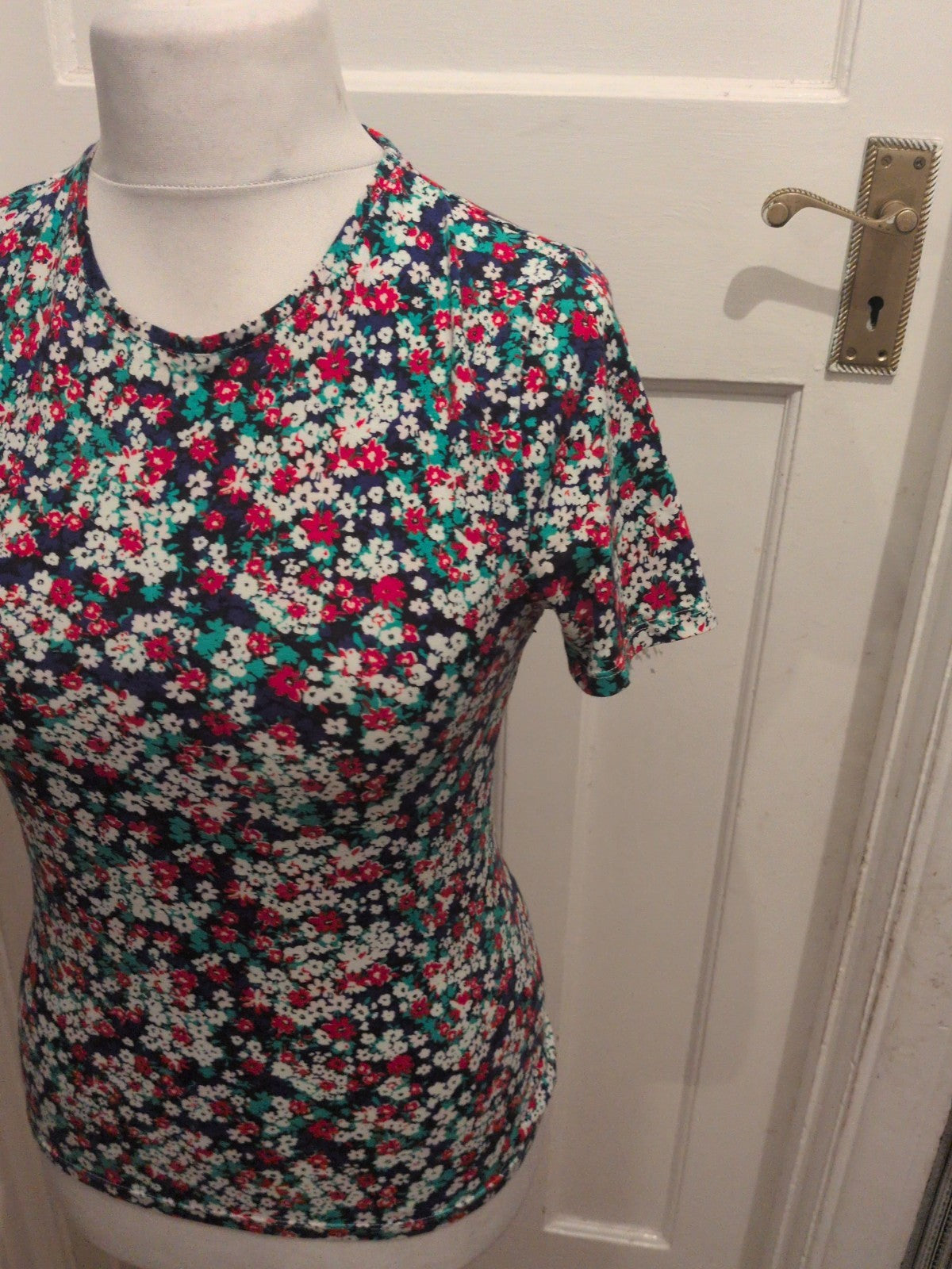 Ladies M&S Collection Size 10 Multi Shirt Sleeve T-shirt