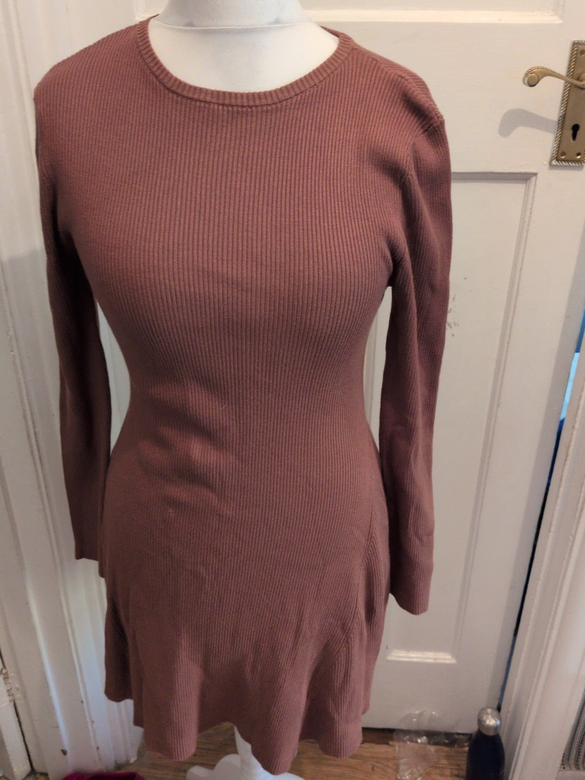 Primark 12-14 Brown Long Length Long Sleeve Dress