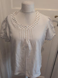 Damart 18-20 White With Polkadot Sleeve Hem T-shirt