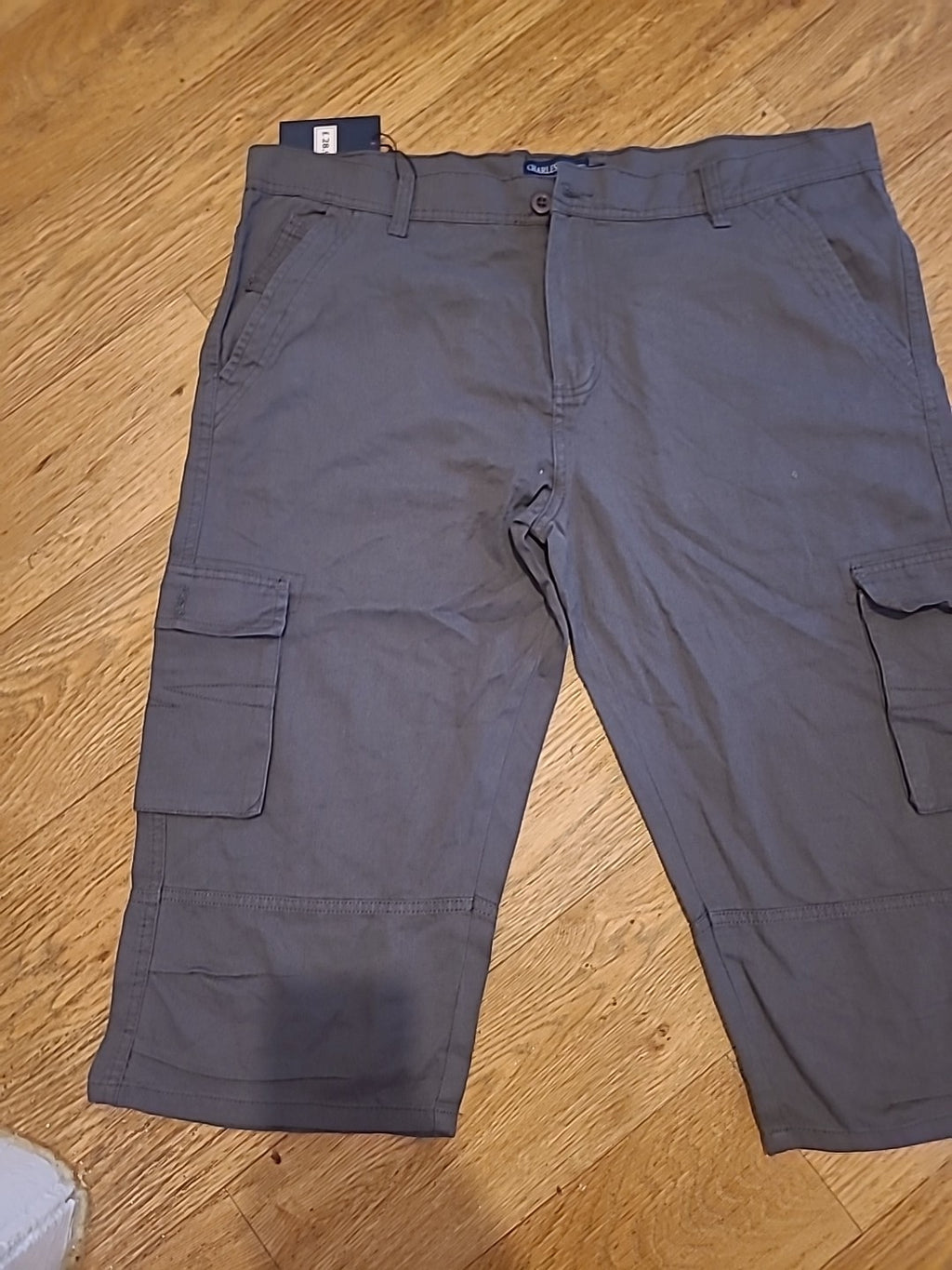 Brand New Mens Charles Classic Size 38" Grey Cropped Jeans/Long Shorts