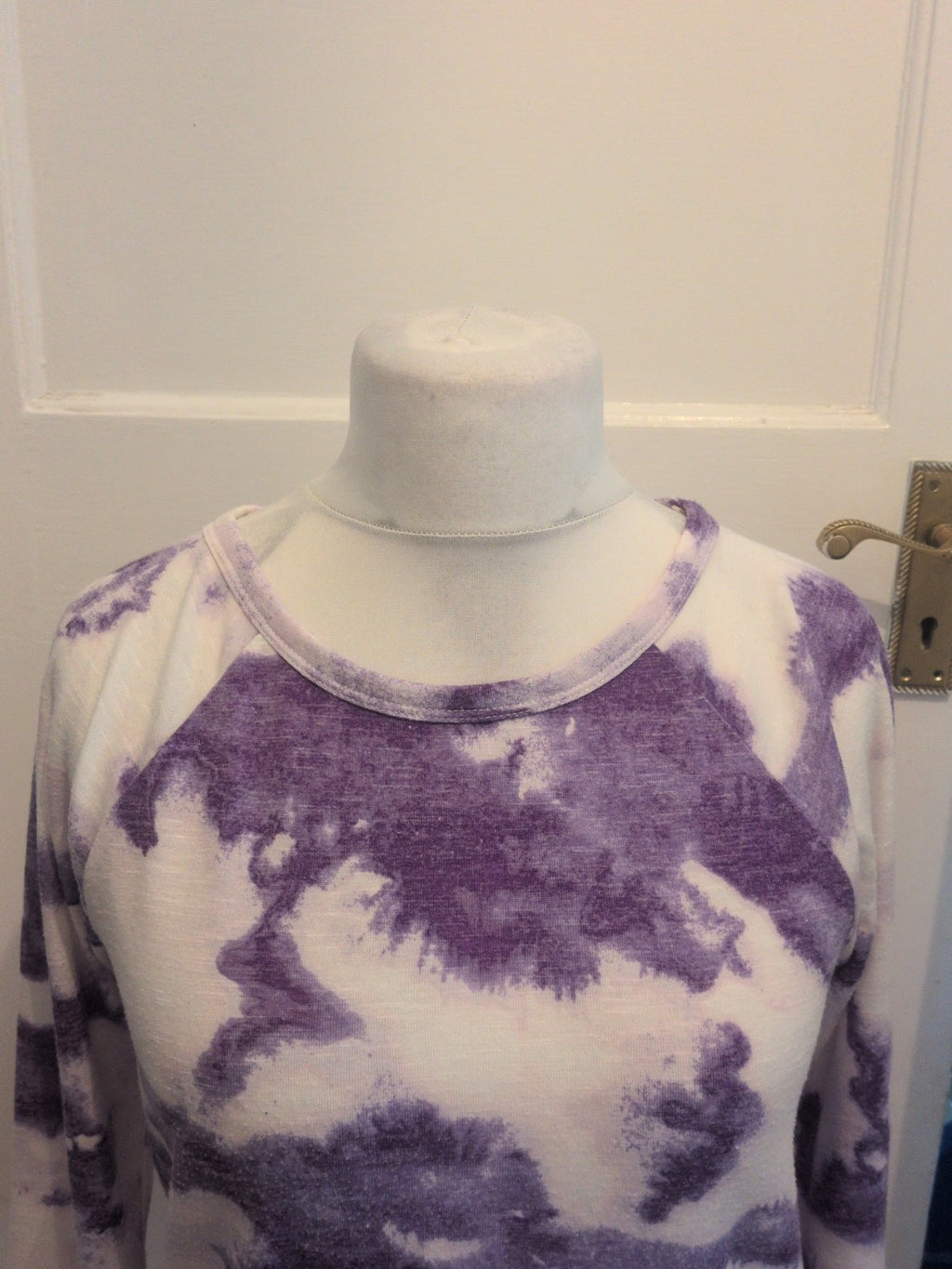 Ladies M&S 3/4 Sleeve Top Purple/Ivory  Free Delivery Size 12
