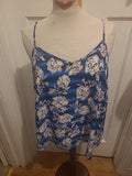 Ladies Primark Size 16 Blue/White/Black Floral Top
