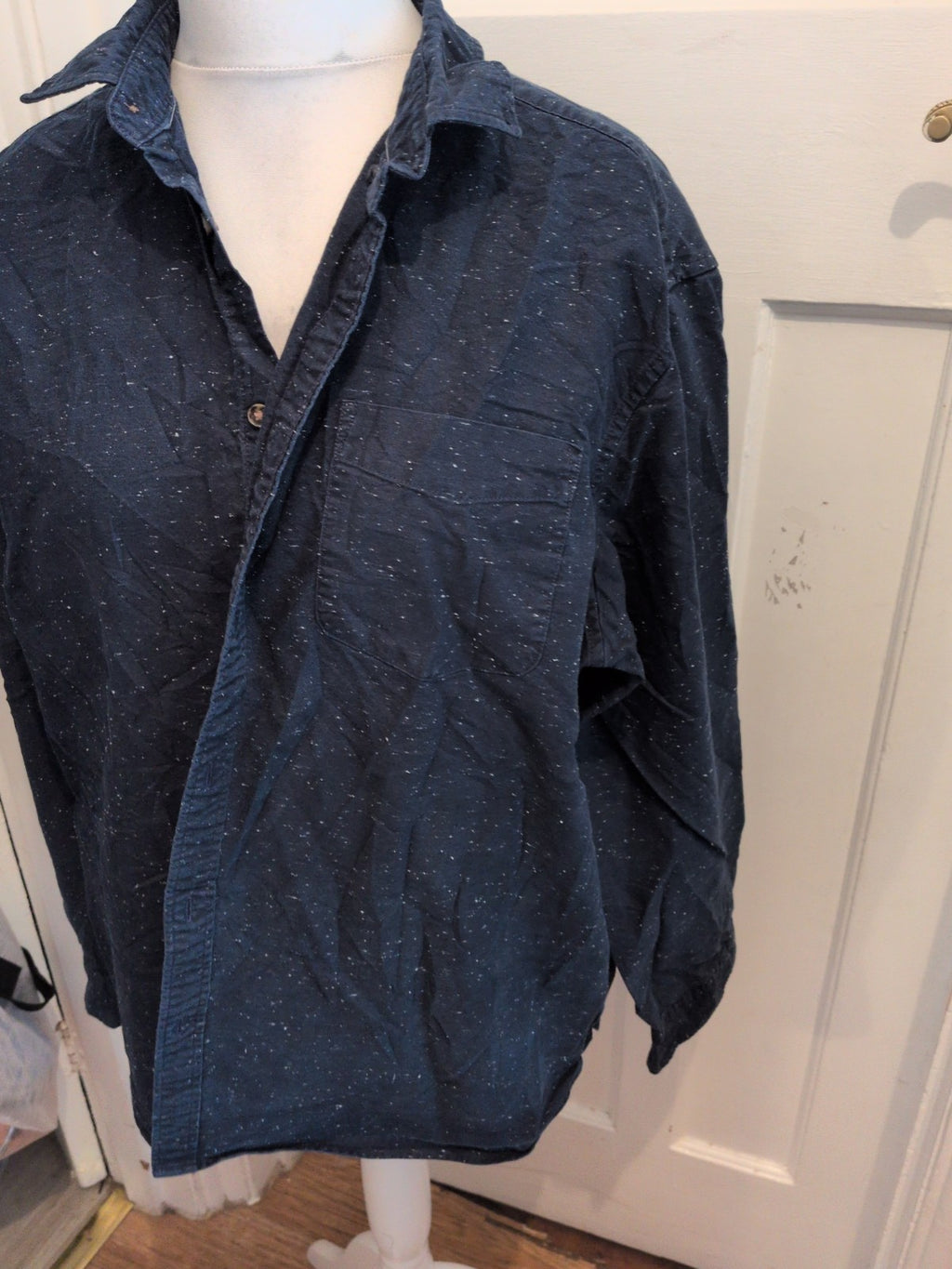 Marks And Spencer 2XL Navy With White Specks Long Sleeve Shirt