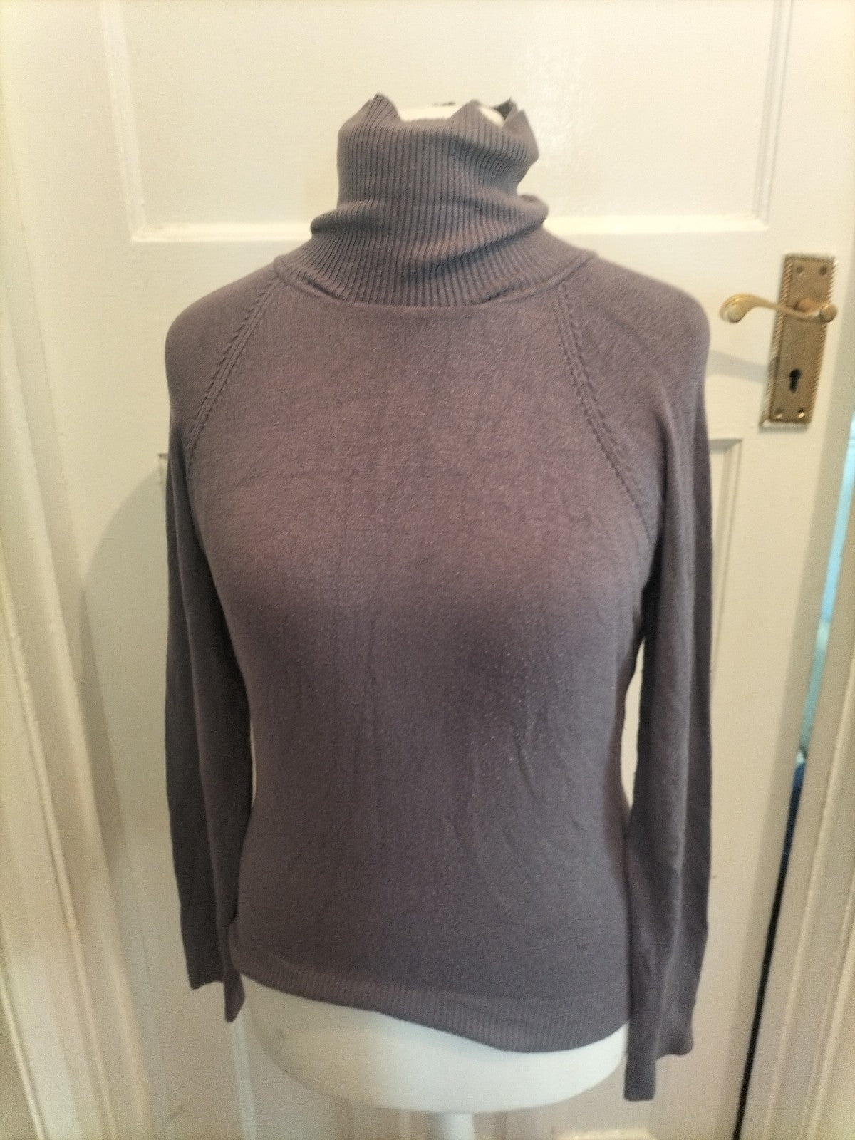Ladies Nafnaf Size Large Purple Roll Neck Jumper Bobbling