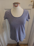 Ladies Thought Size 8 Blue White Striped Short Sleeved Tshirt