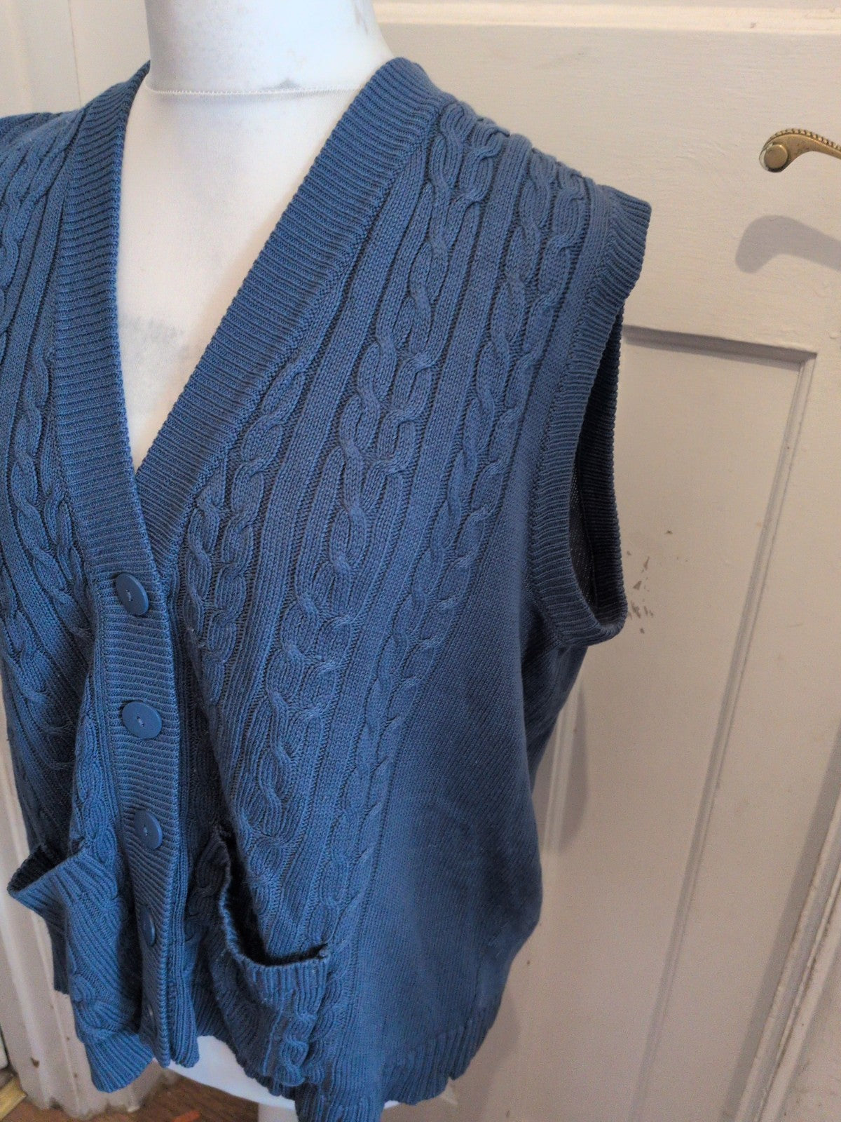 Classics 20/22 Navy Sleeveless V Neck Sleeveless Cardigan