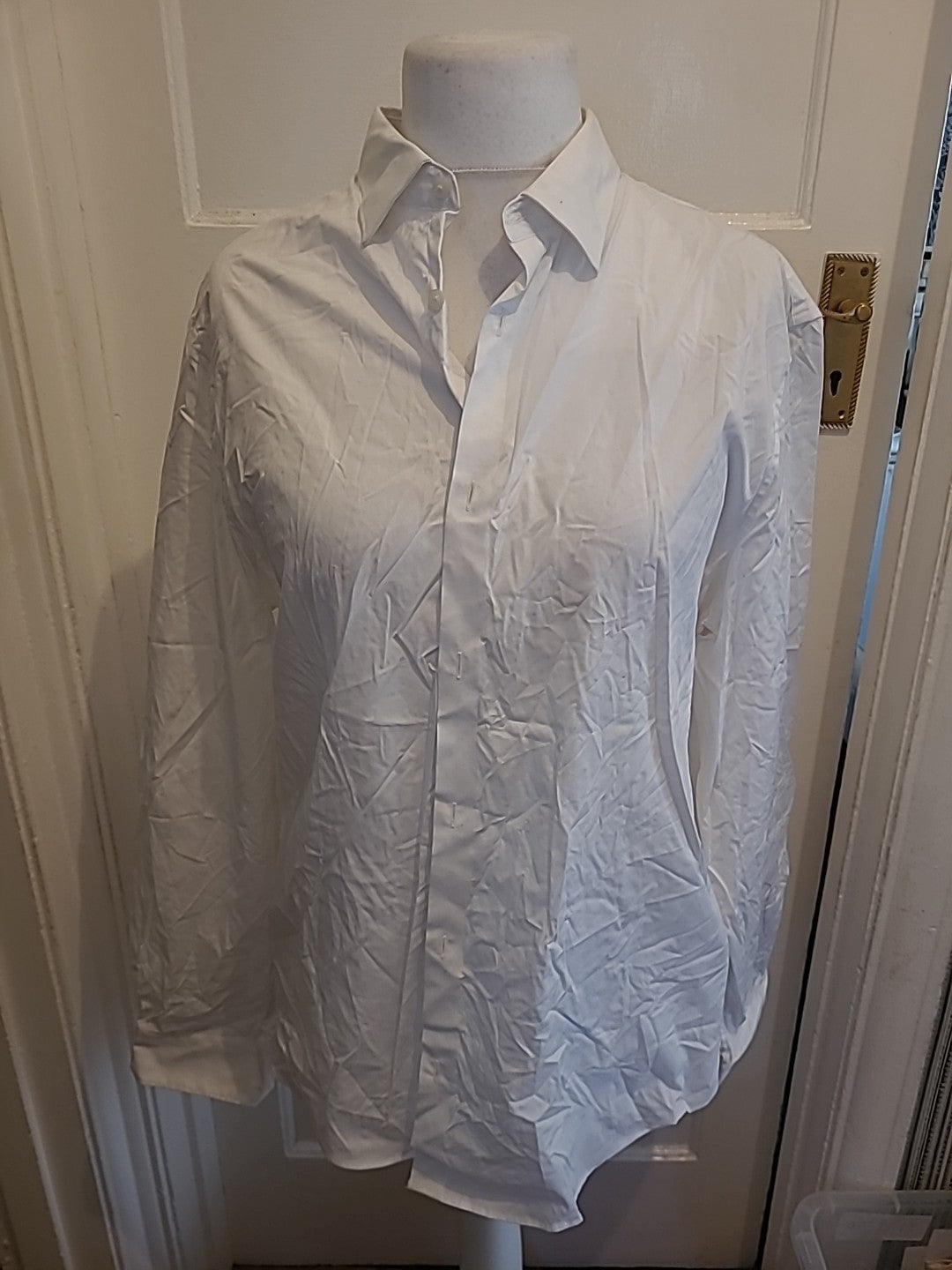 Mens M&S Slim Fit XL With Sgretch White Shirt Long Sleeve