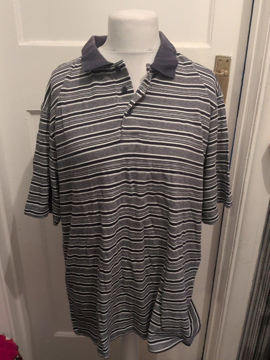 Marks And Spencer XL Navy And White Short Sleeve Polo Patterned