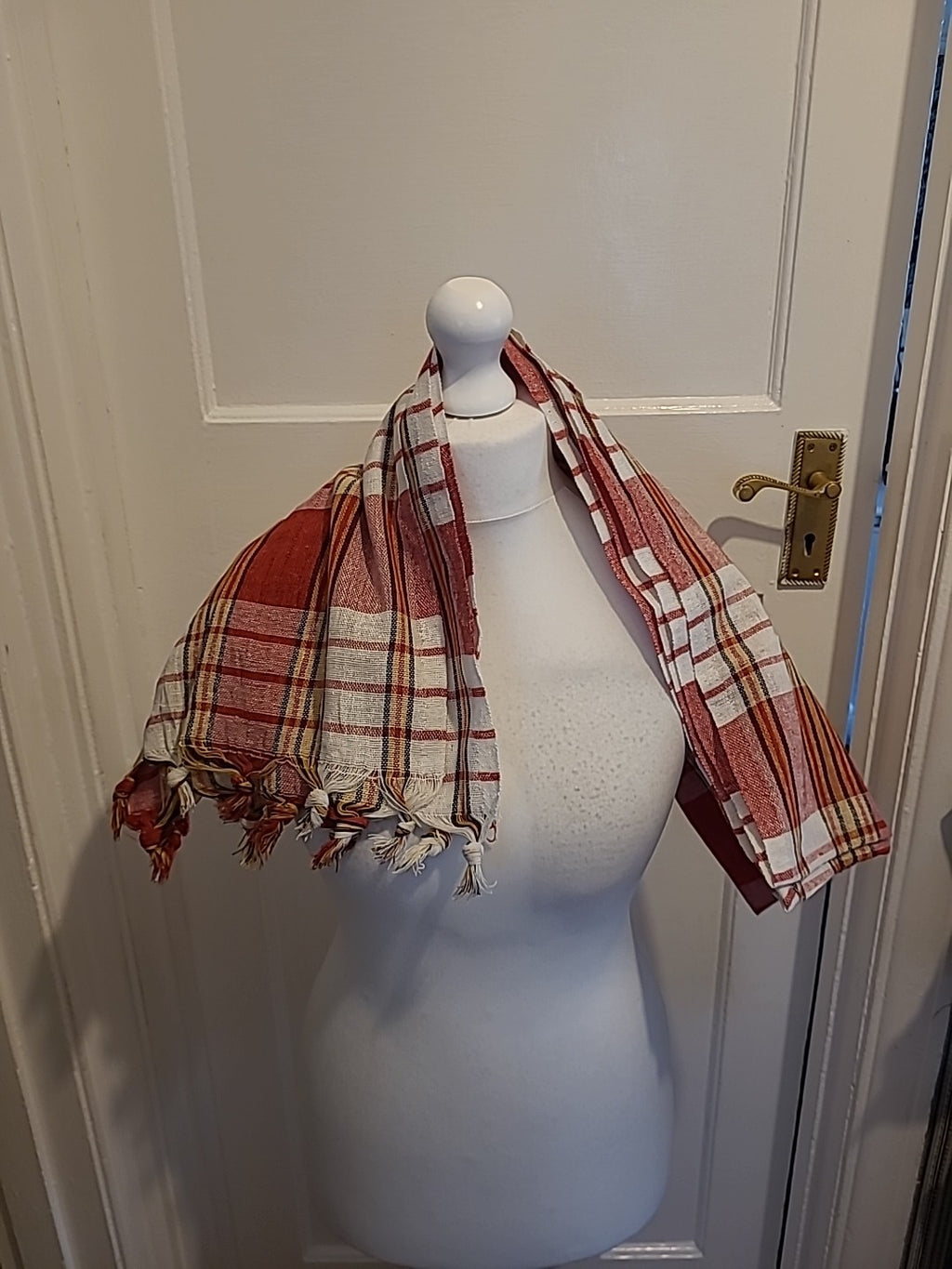 Ladies Red Check Scarf