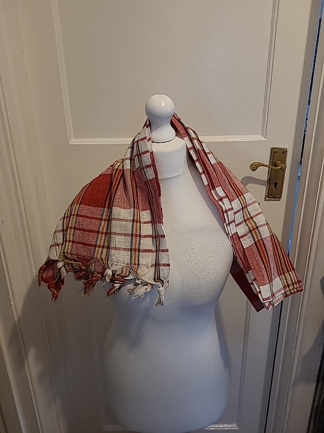 Ladies Red Check Scarf