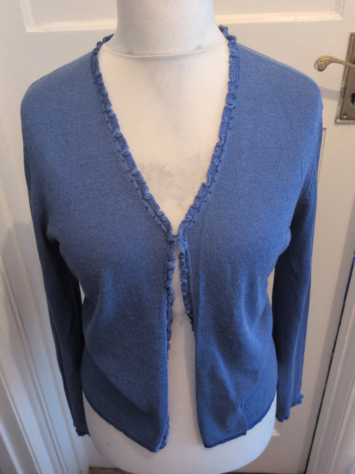 Country Casuals Medium Long Sleeve Clip Fasten Blue Blouse