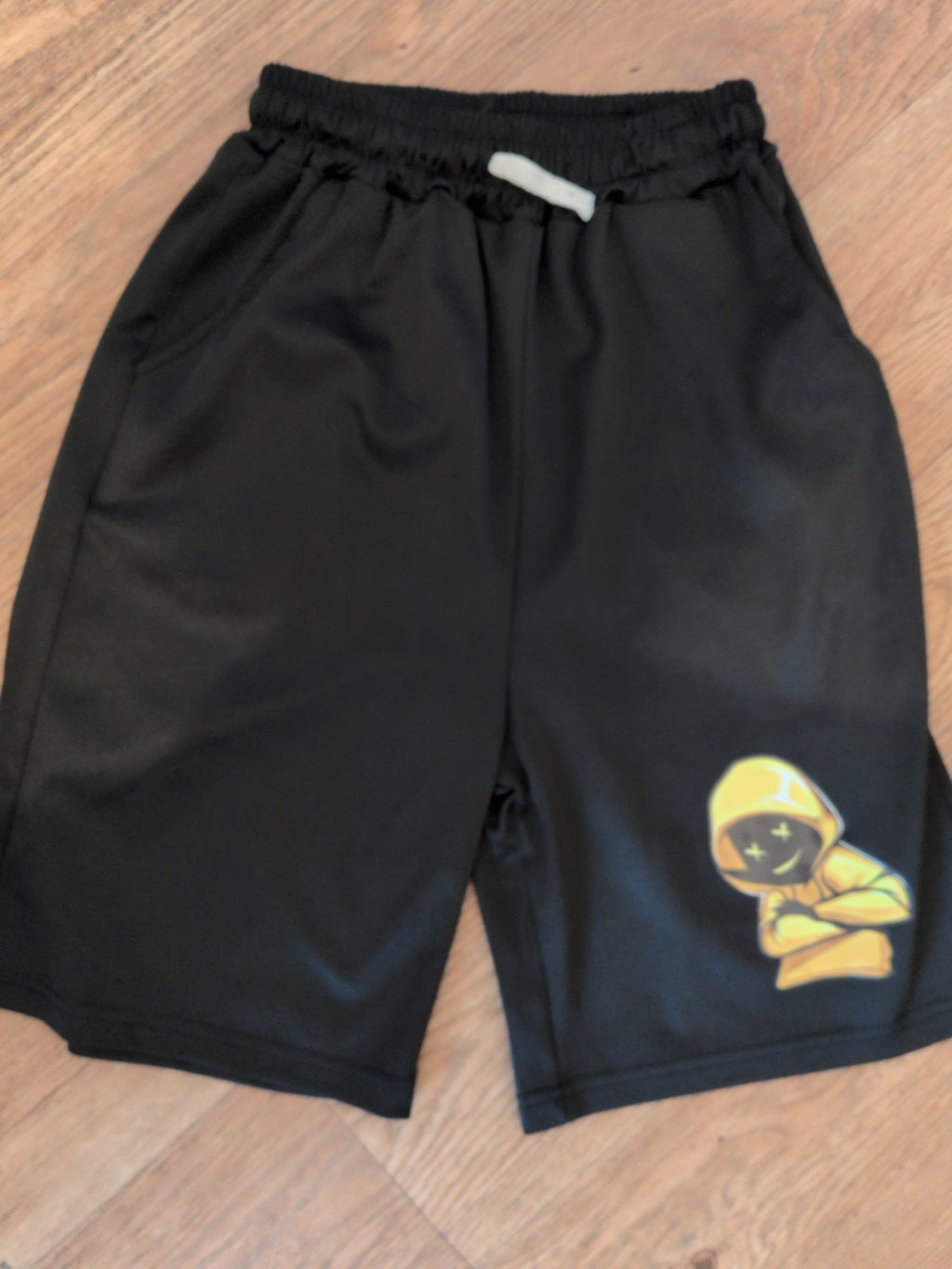 Boys 13 Years Black Sweat Shorts With Print