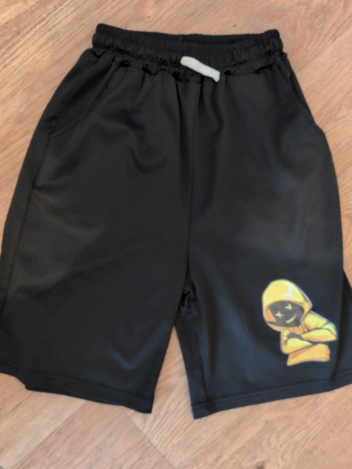 Boys 13 Years Black Sweat Shorts With Print