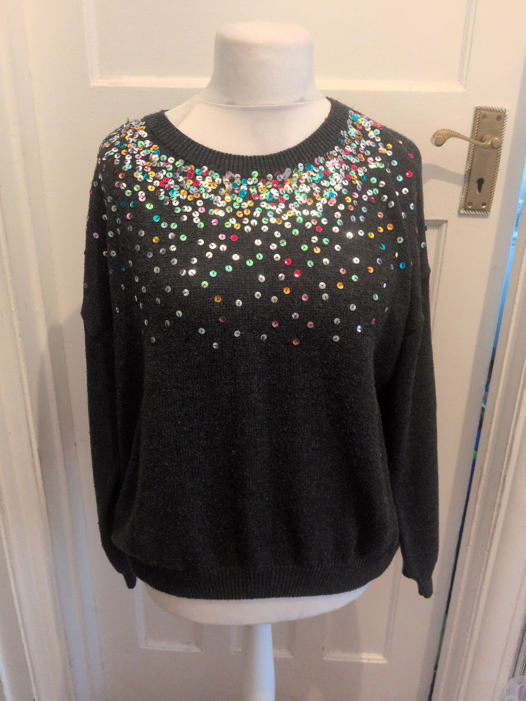 Papaya Medium Grey With Multicoloured Sequins Jumper