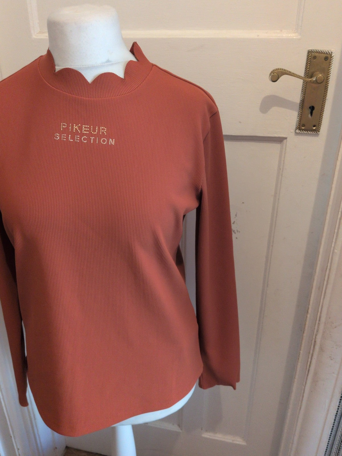 Ladies Pikeur Selection Size Large Dark Orange Rib T-shirt