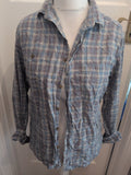 Tu Pure Cotton Medium Blue Check Long Sleeve Shirt