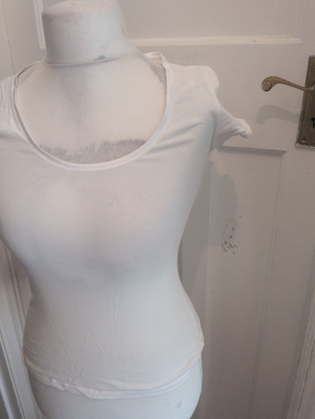 Marks And Spencer 14 White Short Sleeve T-shirt Scoop Round