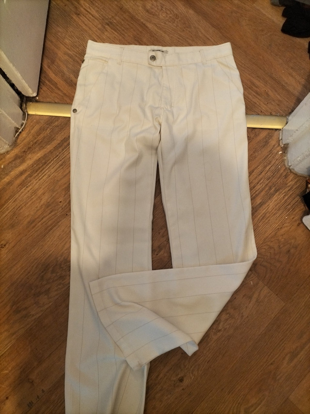 Ladies Mondo Size 34" Waist Cream Pinstripe Trousers