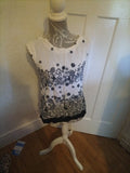 Ladies Wallis Size Small White Floral Sleeveless Blouse