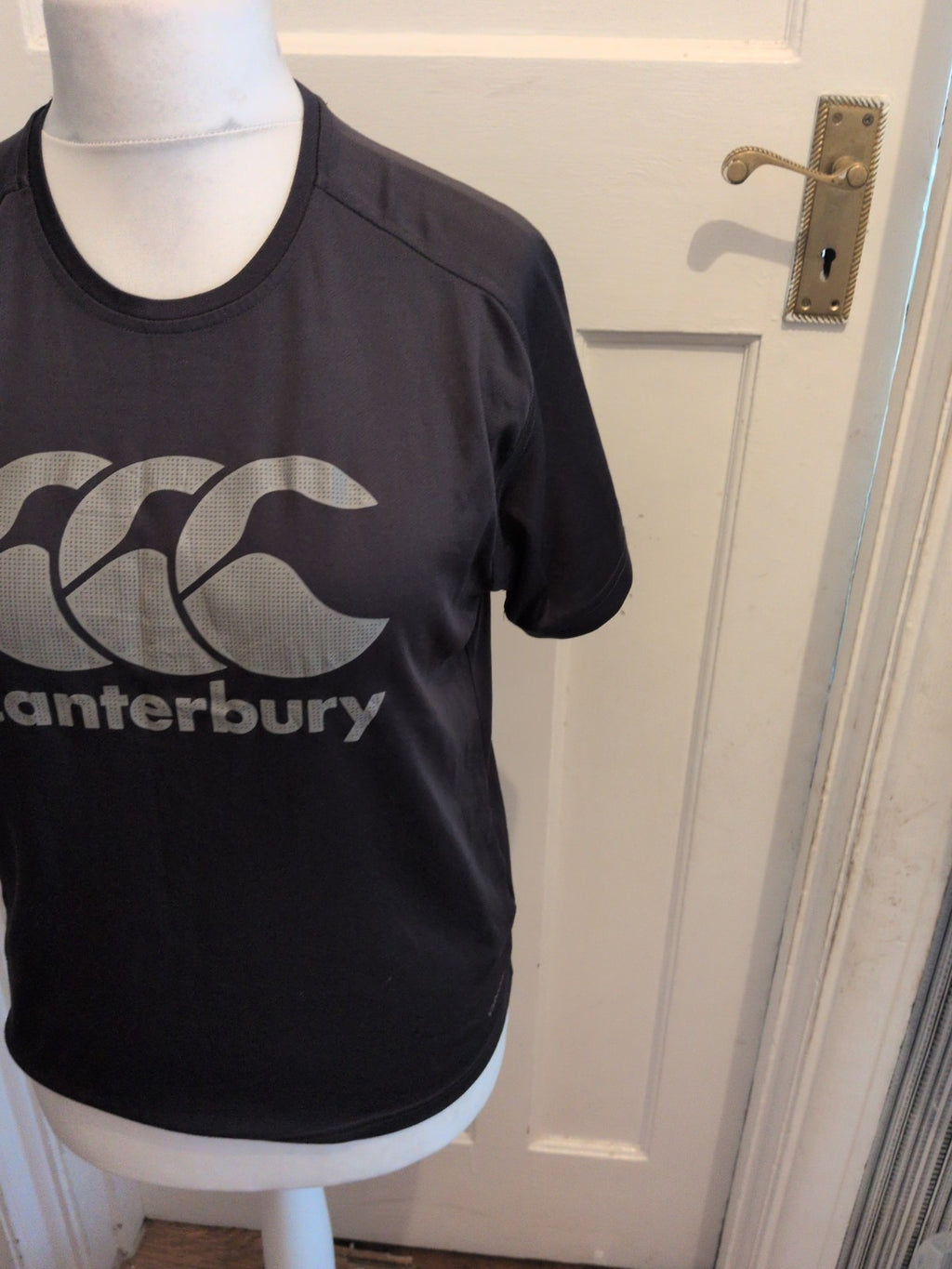 Mens Canterbury Size Small Black Print Short Sleeve T-shirt