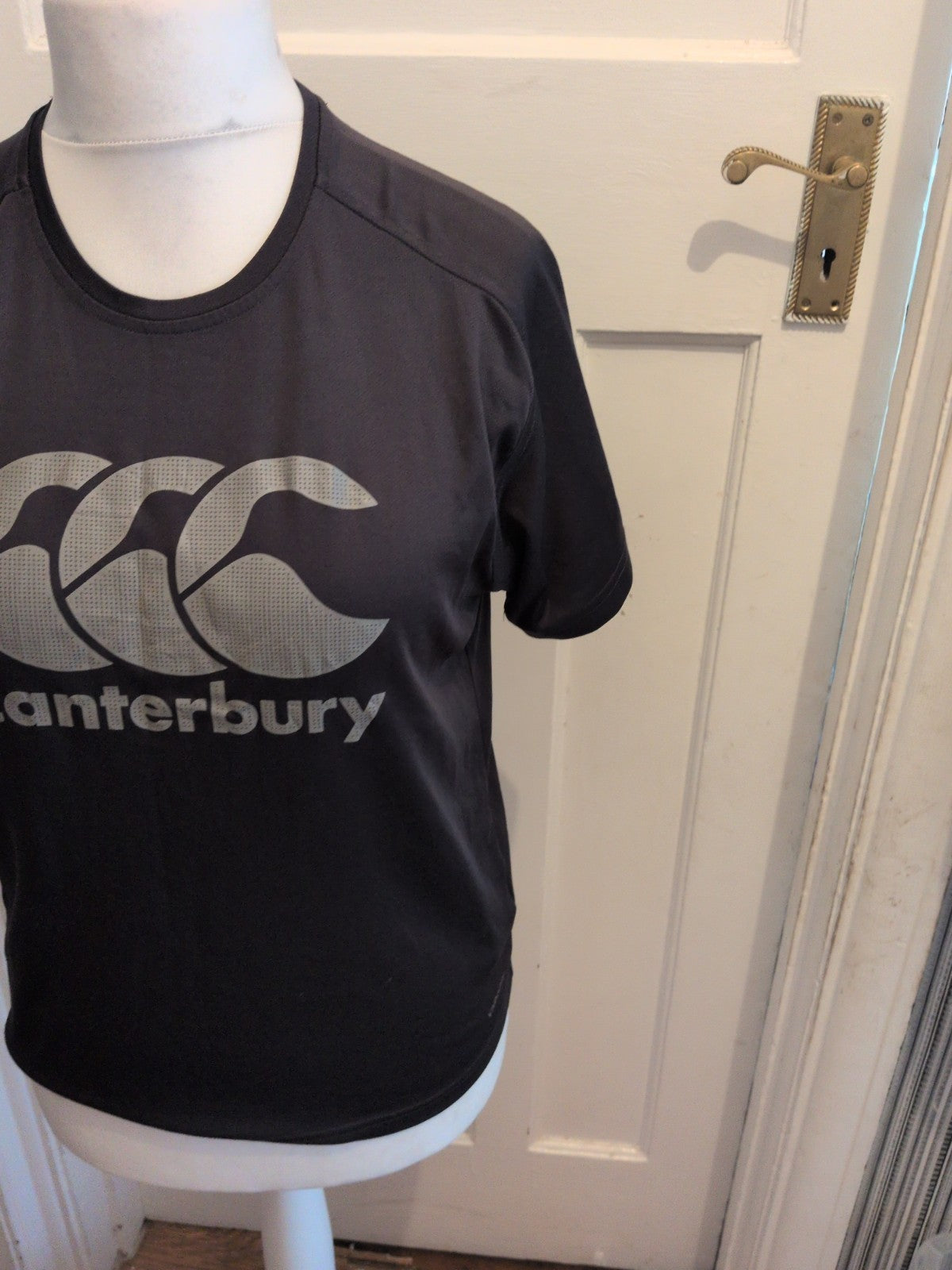 Mens Canterbury Size Small Black Print Short Sleeve T-shirt