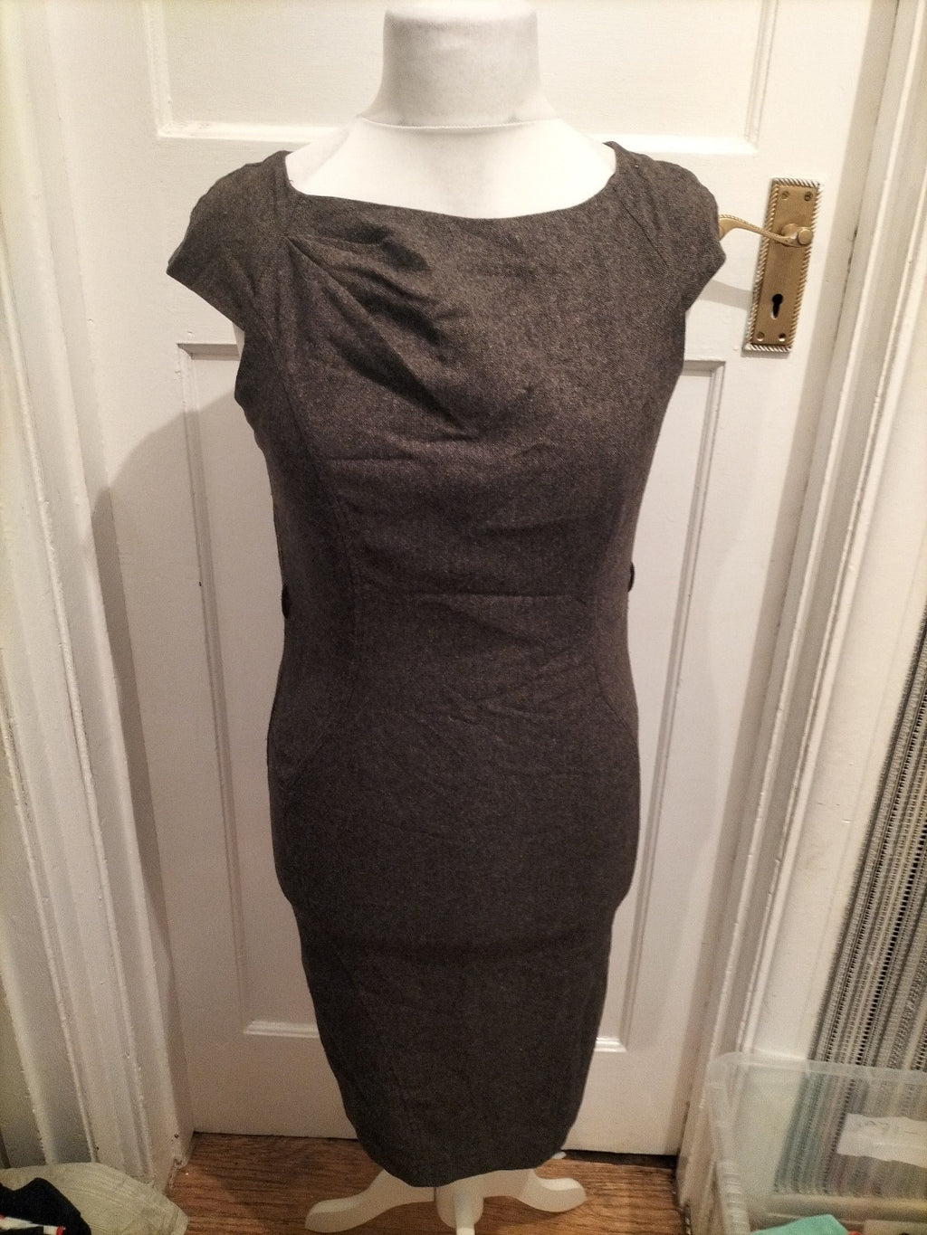 Ladies Next Size 8 Brown Lined Sleeveless Dress