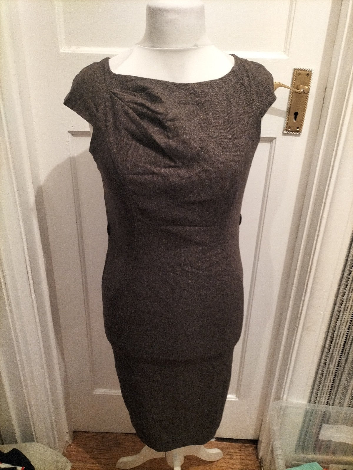 Ladies Next Size 8 Brown Lined Sleeveless Dress