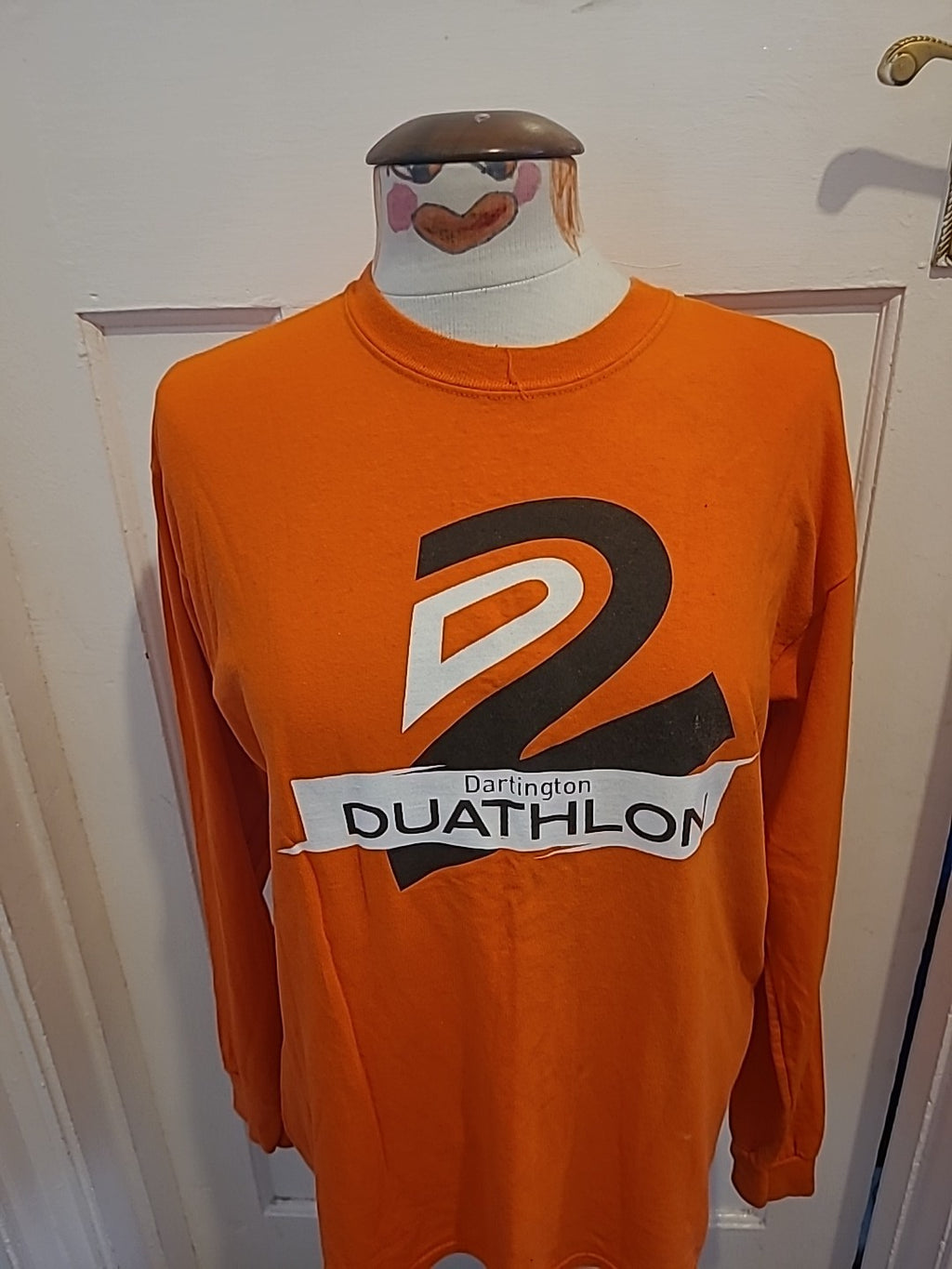 Mens Gildan Size Medium Orange Duathlon Tshirt