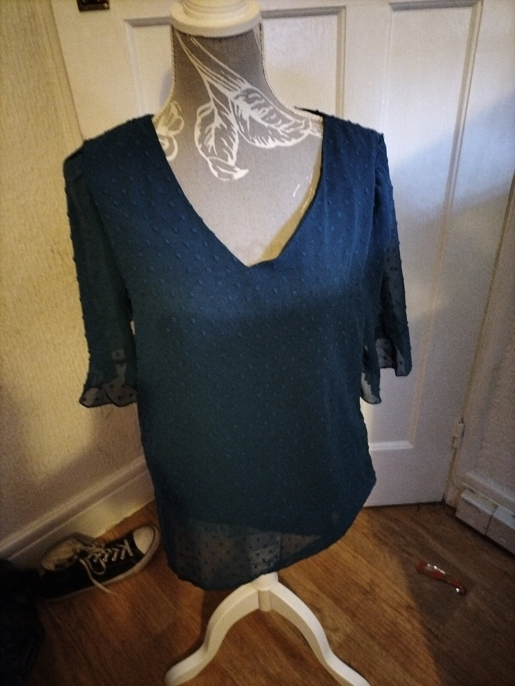 Ladies Ranlege Size Large Teal Mid Sleeved Lined Blouse