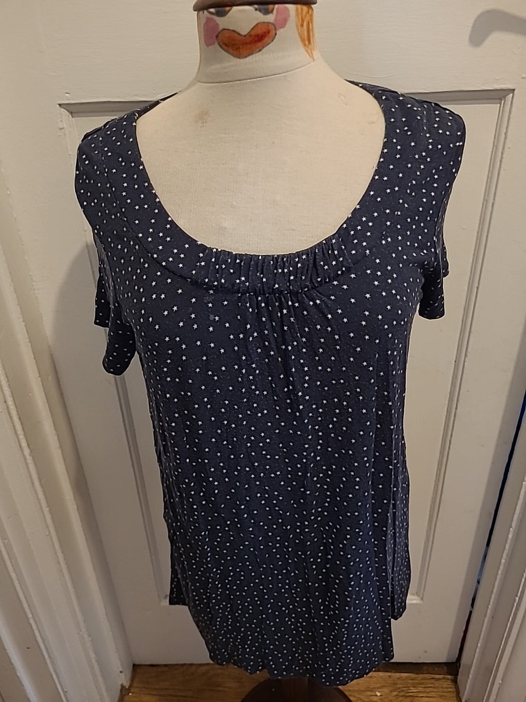 Ladies Moda@George Size 12 Navy White Star Short Sleeved Dress