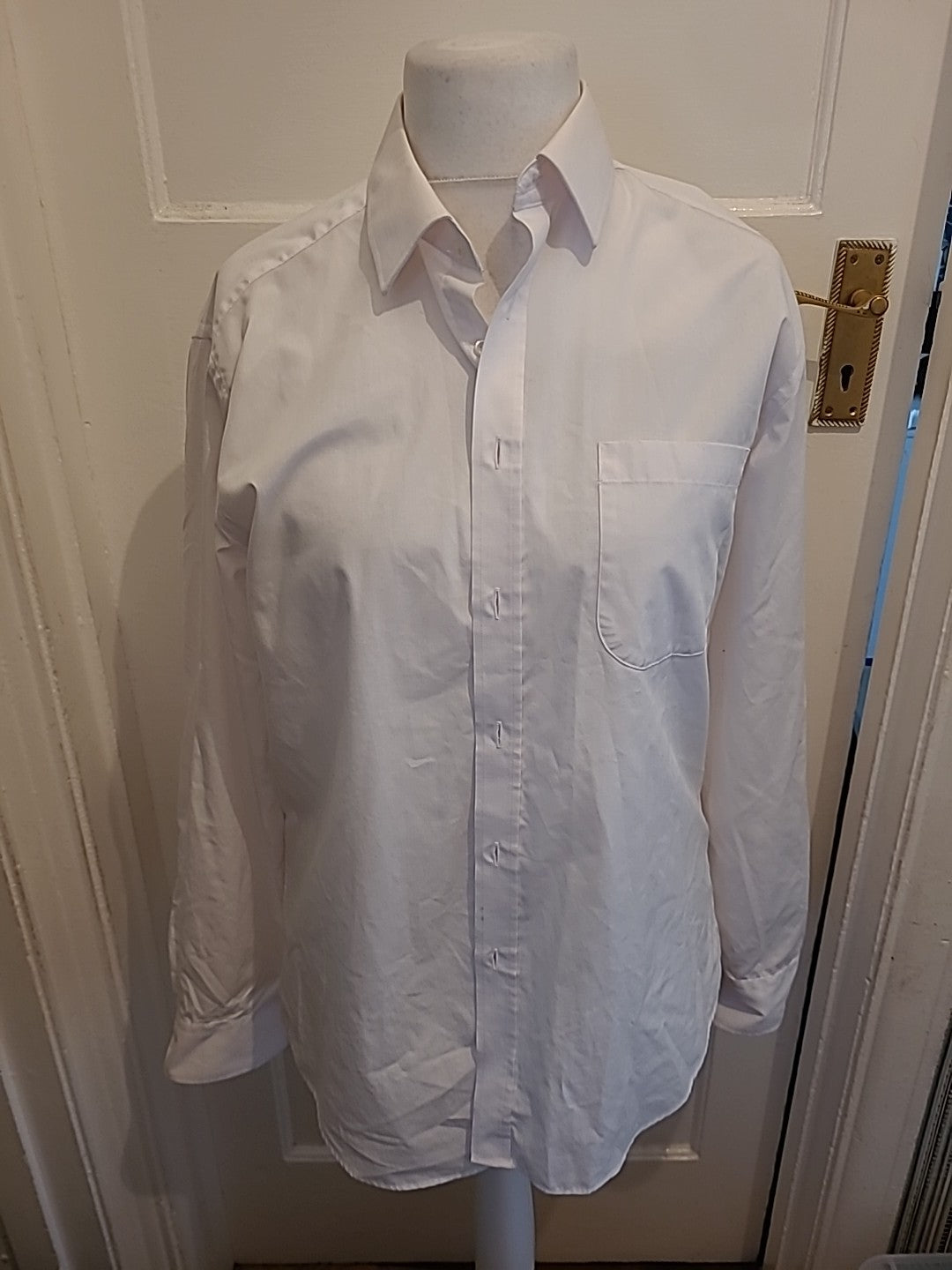 Mens Marks And Spencer Tailoring 16(41) Slim Fit White Long Sleeved Easy Care...