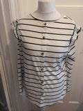 Ladies Medium White Stripe Long Sleeve Oversized Blouse