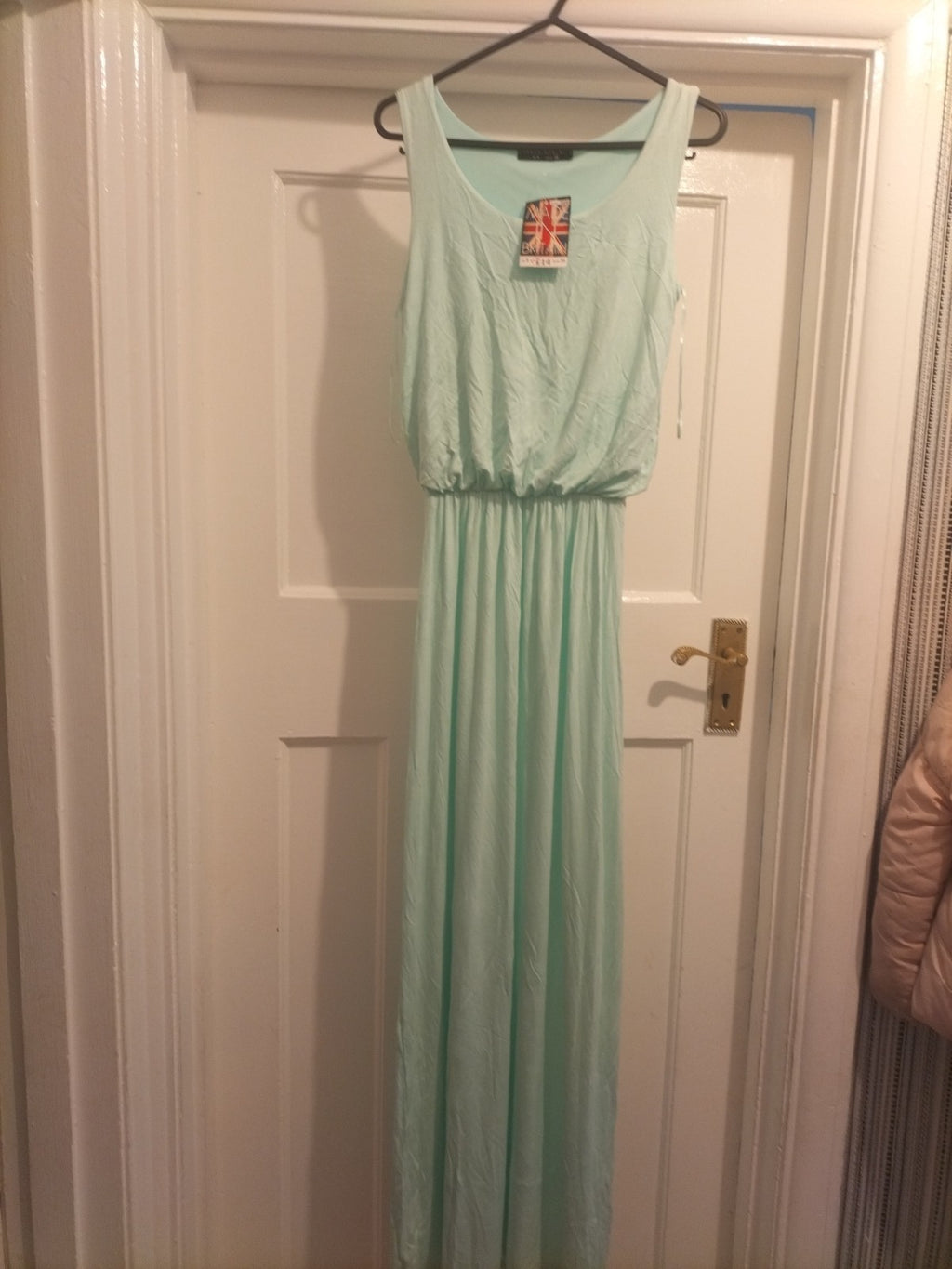 Brand New Ladies Select Size 8 Mint Green Plain Blouson Jersey Maxi Dress